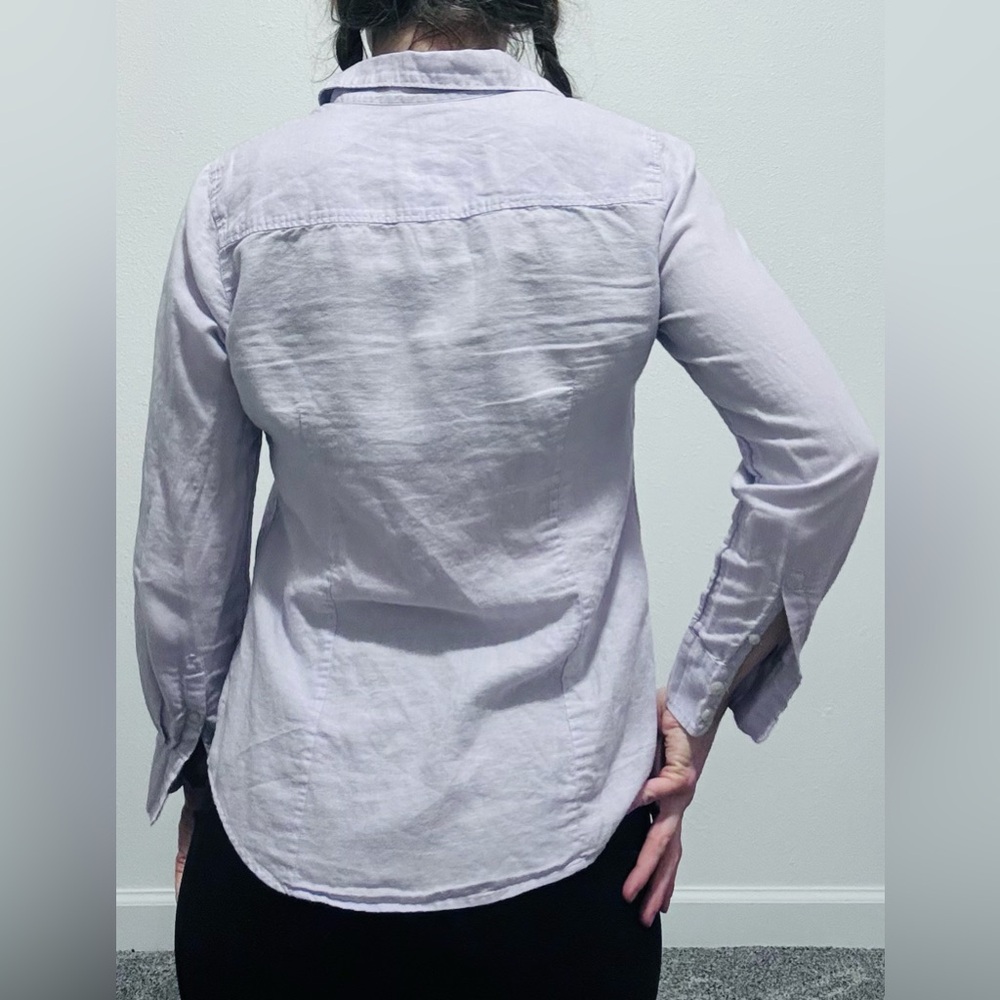 J. Crew linen-cotton shirt Signature Fit in lavender - Picture 3 of 5